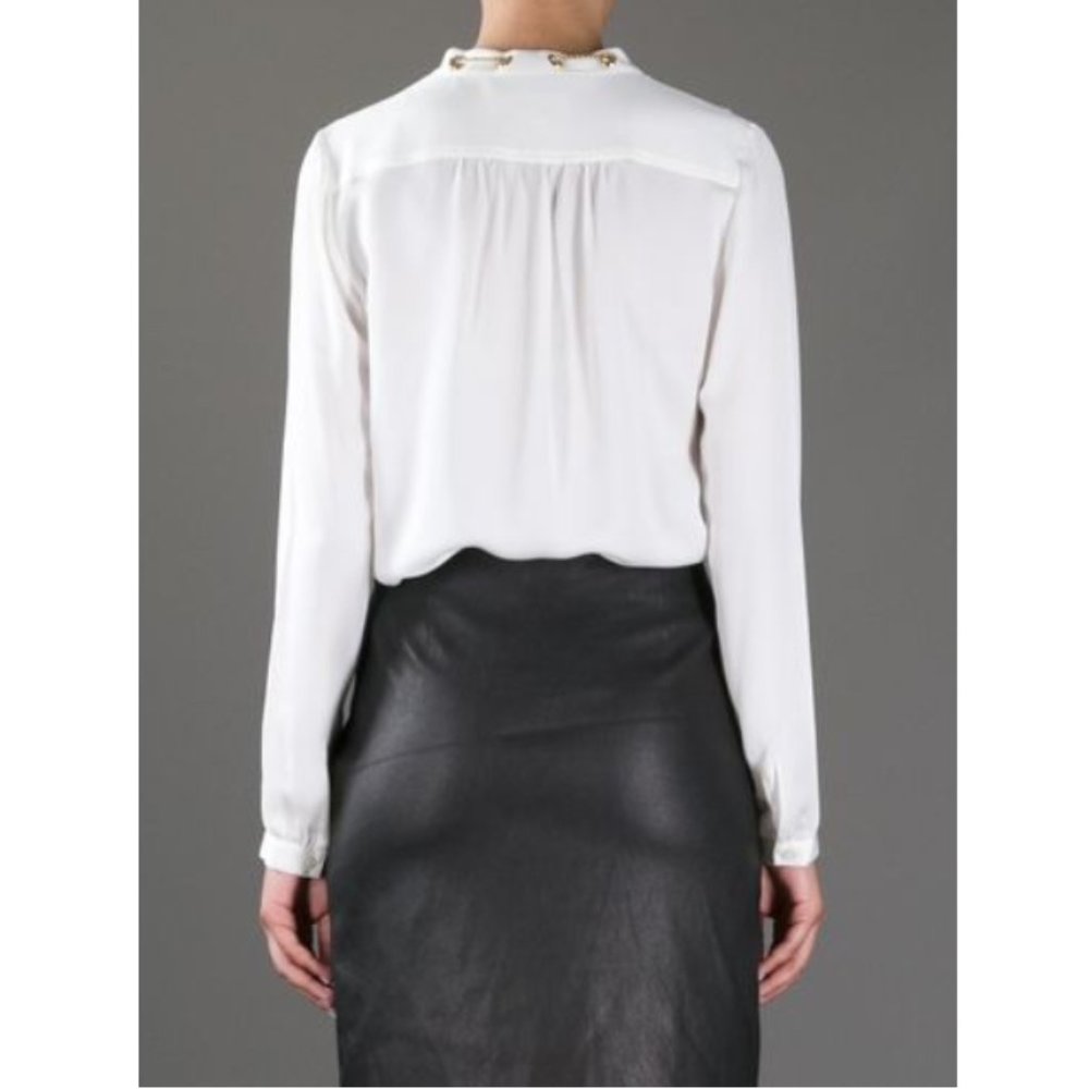 MICHAEL Michael Kors Chain Collar Blouse Gold S - Picture 13 of 15